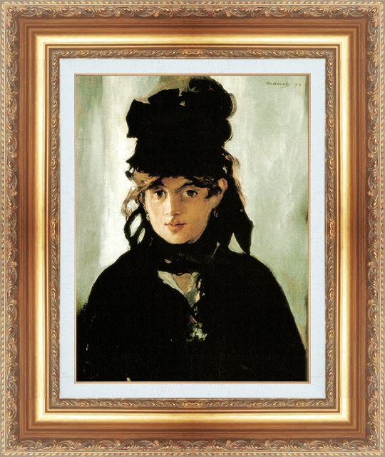 絵画 額縁付き 複製名画 世界の名画シリーズ エドゥアール・マネ 「黒い帽子を被ったベルト・モリゾ」 サイズ 10号 | 絵画 掛軸 額縁屋 ＴＯＵＯ