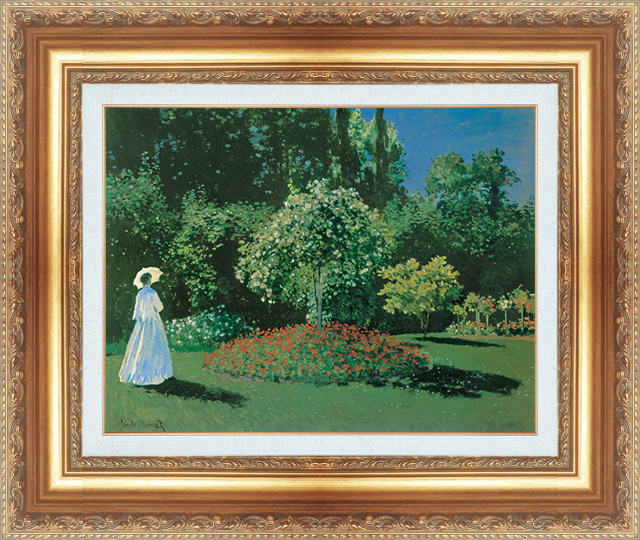 絵画 額縁付き 複製名画 世界の名画シリーズ クロード・モネ 「庭の女」 サイズ 8号 | 絵画 掛軸 額縁屋 ＴＯＵＯ