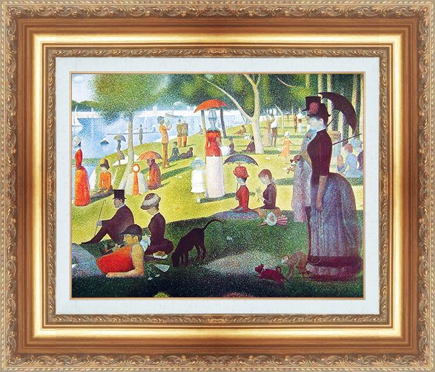 絵画 額縁付き 複製名画 世界の名画シリーズ ジョルジュ・スーラ 「グランザット島の日曜日の午後」 サイズ 8号 | 絵画 掛軸 額縁屋 ＴＯＵＯ