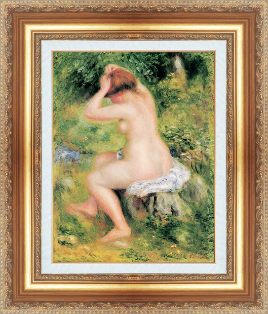 絵画 額縁付き 複製名画 世界の名画シリーズ ピエール・オーギュスト・ルノワール 「 入浴支度する裸婦 」 サイズ 15号 | 絵画 掛軸 額縁屋  ＴＯＵＯ