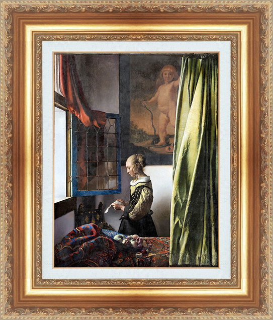 絵画 額縁付き 複製名画 世界の名画シリーズ ヨハネス・フェルメール 「 窓辺で手紙を読む女 」 サイズ 8号 | 絵画 掛軸 額縁屋 ＴＯＵＯ