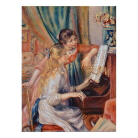 絵画 ピエール・オーギュスト・ルノワール作 「ピアノに寄る娘達」 P10号 額縁付 世界の名画シリーズ プリハード-新品