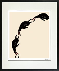 絵画 額装 デジタル版画 MEOMEO 作 「落ち行く兎」 四ツ切サイズ -新品