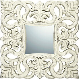 インテリア 鏡 壁掛け グレース アート ミラー「ノーブル・L（アンティークホワイト）」 GM-18011 -新品