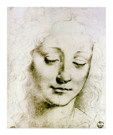 絵画 名画 複製画 フレーム 額縁付 レオナルド・ダ・ヴィンチ 「若い女の頭部」 半切 世界の名画シリーズ プリハード