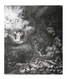 絵画 名画 複製画 フレーム 額縁付 レンブラント・ファン・レイン 「羊飼いの前に現れた天使」 半切 世界の名画シリーズ プリハード