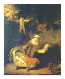 絵画 名画 複製画 フレーム 額縁付 レンブラント・ファン・レイン 「天使のいる聖家族」 P10号 世界の名画シリーズ プリハード