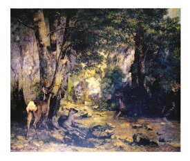 絵画 名画 複製画 フレーム 額縁付 ギュスターヴ・クールベ 「フラジェの樫の木」 F15号 世界の名画シリーズ プリハード