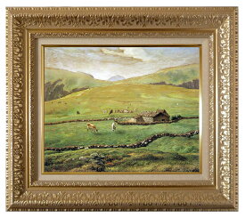 絵画 名画 複製画 額縁付(MJ108N-G) ジャン・フランソワ・ミレー 「ヴォージュ山中の牧場風景」 お買い得サイズ：F3号 P10号 プリハード
