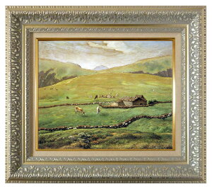 絵画 名画 複製画 額縁付(MJ108N-G) ジャン・フランソワ・ミレー 「ヴォージュ山中の牧場風景」 3号 〜 お買い得サイズ:F3号 P10号