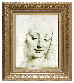絵画 名画 複製画 額縁付(MJ108N-G) レオナルド・ダ・ヴィンチ 「若い女の頭部」 お買い得サイズ：半切 プリハード