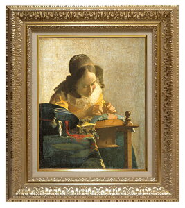 絵画 名画 複製画 額縁付(MJ108N-G) フェルメール 「レースを編む女」 3号 〜 お買い得サイズ:F3号 F6号