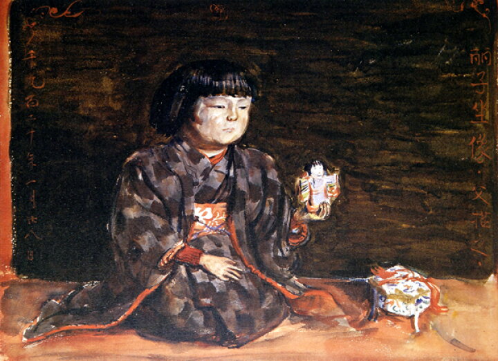 楽天市場】絵画 名画 複製画 フレーム 額縁付 岸田劉生 「麗子座像」 3 