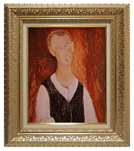 絵画 名画 複製画 額縁付(MJ108N-G) アメディオ・モディリアーニ 「若き農夫の肖像」 3号 〜 お買い得サイズ:F6号