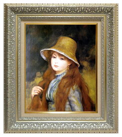 絵画 名画 複製画 額縁付(MJ108N-G) ピエール・オーギュスト・ルノワール 「長い髪をした若い娘」 お買い得サイズ：F8号 プリハード