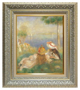 絵画 名画 複製画 額縁付(MJ108N-G) ピエール・オーギュスト・ルノワール 「海辺の若い娘達」 3号 〜 お買い得サイズ:F8号