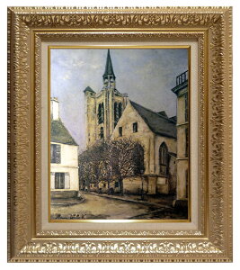 絵画 名画 複製画 額縁付(MJ108N-G) モーリス・ユトリロ 「ラ・フェール風景」 3号 〜 お買い得サイズ:P10号