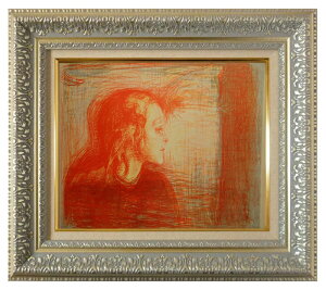 絵画 名画 複製画 額縁付(MJ108N-G) エドヴァルド・ムンク 「病める子」 3号 〜 お買い得サイズ:P10号