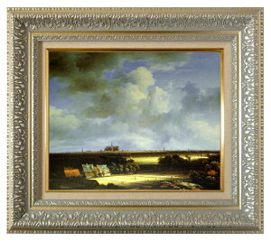 絵画 名画 複製画 額縁付(MJ108N-G) ヤーコブ・ファン・ロイスダール 「ハーレム遠望」 3号 〜 お買い得サイズ:F10号