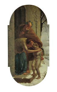 絵画 名画 複製画 額縁付(MJ108N-G) ジャン・フランソワ・ミレー 「冬」 3号 〜 お買い得サイズ:M6号 M20B号