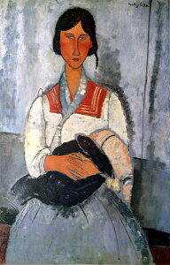 絵画 名画 複製画 額縁付(MJ108N-G) アメディオ・モディリアーニ 「赤ん坊を抱いたジプシー女」 3号 〜 お買い得サイズ:M20A号