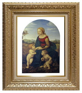 絵画 名画 複製画 額縁付(MJ108N-G) ラファエルロ・サンティ 「美しき女庭師の聖母」 3号 〜 お買い得サイズ:M20A号