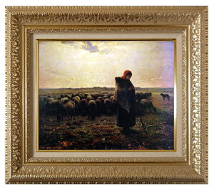 絵画 名画 複製画 額縁付(MJ108N-G) ジャン・フランソワ・ミレー 「羊飼いの少女」 3号 〜 お買い得サイズ:P10号 F40号