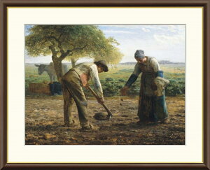 高精細デジタル版画 額装絵画 世界の名画シリーズ ミレー 「 馬鈴薯植え 」 サイズ F4 F6 F8号