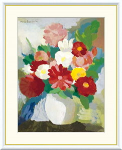 高精細デジタル版画 額装絵画 世界の名画シリーズ ローランサン 「 花瓶 」 サイズ F4 F6 F8号