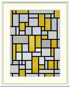高精細デジタル版画 額装絵画 世界の名画シリーズ モンドリアン 「 グレイとライト・ブラウンのコンポジション 」 サイズ F4 F6 F8号