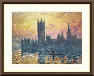 高精細デジタル版画 額装絵画 世界の名画シリーズ モネ 「 国会議事堂、日没 」 サイズ F4 F6 F8号