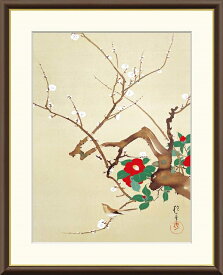 高精細デジタル版画 額装絵画 日本の名画シリーズ 酒井抱一 (さかい ほういつ) 「 梅椿に鶯図 」 サイズ F4 F6 F8号