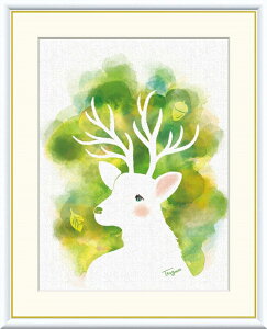 高精細デジタル版画 額装絵画 現代アートシリーズ Tsugumi 癒しの動物たち 木下 つぐみ (きのした つぐみ) 「 しか 」 サイズ F4 F6 F8号