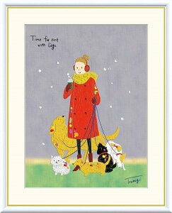 高精細デジタル版画 額装絵画 現代アートシリーズ Tsugumi Time for rest -動物のいる暮らし- 山田 つぐみ (やまだ つぐみ) 「 冬のお散歩 」 サイズ F4 F6 F8号