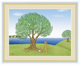 高精細デジタル版画 額装絵画 大きな木の風景 鈴木 みこと作 「オリーブの木」 F4