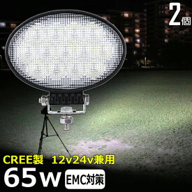 【2個セット】楕円型 漁船 除雪車 除雪機 led ライト led 作業灯 12v 24v 広角 CREE製 65W LEDワークライト LED作業灯 イカ釣り 集魚灯 led作業灯 24v バックランプ 船 デッキライト サーチライト LEDスポットライト 船舶用 フォグランプ 12v/24v 路肩灯 補助灯 タイヤ灯