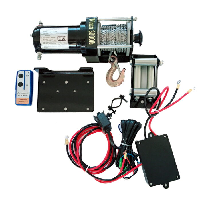 楽天市場】電動ウインチ 無線/有線リモコン付き 3000LBS DC12V 1361kg 