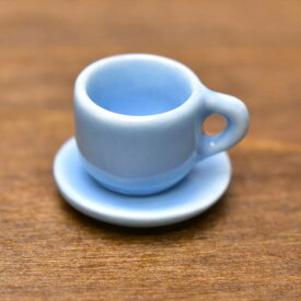 ミニチュア雑貨 ハンドメイド 陶器のカップ＆ソーサー ブルー [SM-CCSP152] [m-s]【SM】【ネコポス配送対応】【C】