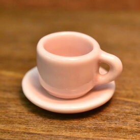 ミニチュア雑貨 ハンドメイド 陶器のカップ＆ソーサー ピンク [SM-CCSP153] [m-s]【SM】【ネコポス配送対応】【C】