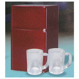 光る!! mini冷蔵庫 [2.冷蔵庫(メタリックレッド)＆ジョッキ2個]【 ネコポス不可 】【C】