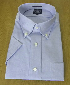 【形態安定】J.PRESS(ジェイプレス) ボタンダウンシャツ メンズ 半袖 ワイシャツ ブルー ピンオックス S XL