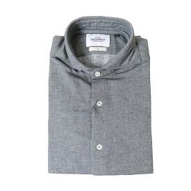 GALLIPOLI camiceria(ガリポリカミチェリア) 今治パイル 長袖シャツ パイルシャツ メンズ ホリゾンタルカラー チャコールグレー 0204 XL（50）
