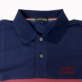 stanley blacker ポロシャツ メンズ 春夏 半袖 ボーダー 紺×エンジ×白　0288 　M L