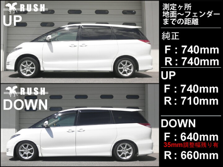 楽天市場】予約販売 RUSH 車高調 エスティマ ACR50W GSR50W 前期 後期 