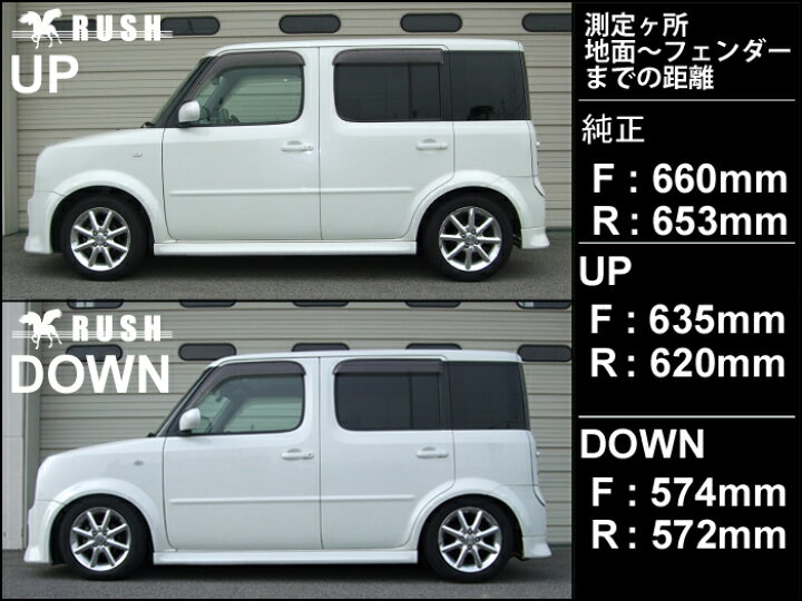 楽天市場】RUSH 車高調 キューブ Z11 BZ11 YZ11 前期 後期 車高短 