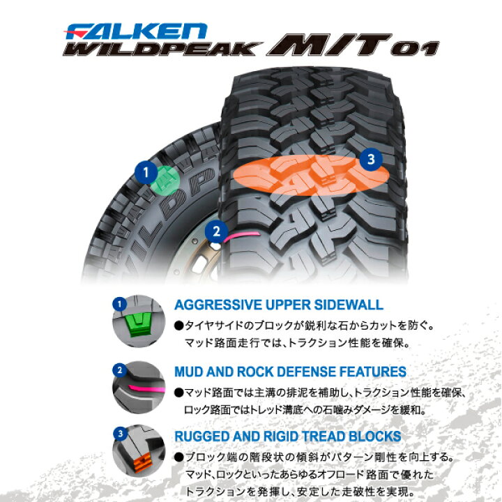 楽天市場】[4本セット] FALKEN WILDPEAK M/T01 185/85R16 ファルケン 