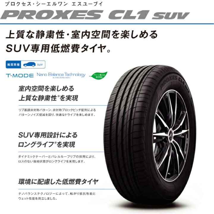 楽天市場 送料無料 トーヨータイヤ プロクセス Cl1 Suv 225 65r17 102h Toyo Tires Proxes 225 65 17インチ Suv専用 低燃費タイヤ ラジアル サマー 225 65 17 車高調通販 Transport 楽天市場店