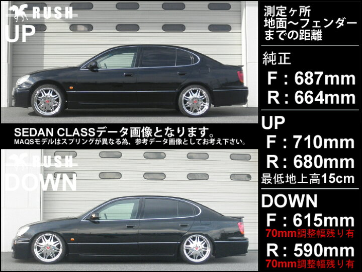 楽天市場 Rush 車高調 アリスト Jzs161 Jzs160 前期 後期 車高短 モデル フルタップ車高調 全長調整式車高調 減衰力調整付 Rush Damper Sedan Class 車高調通販 Transport 楽天市場店