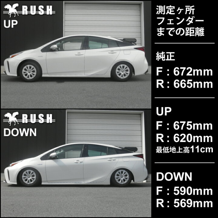 楽天市場 Rush車高調 プリウス Zvw50 Zvw51 車高短 モデル フルタップ車高調 全長調整式車高調 減衰力調整付 Rush Damper Comfort Class 車高調通販 Transport 楽天市場店