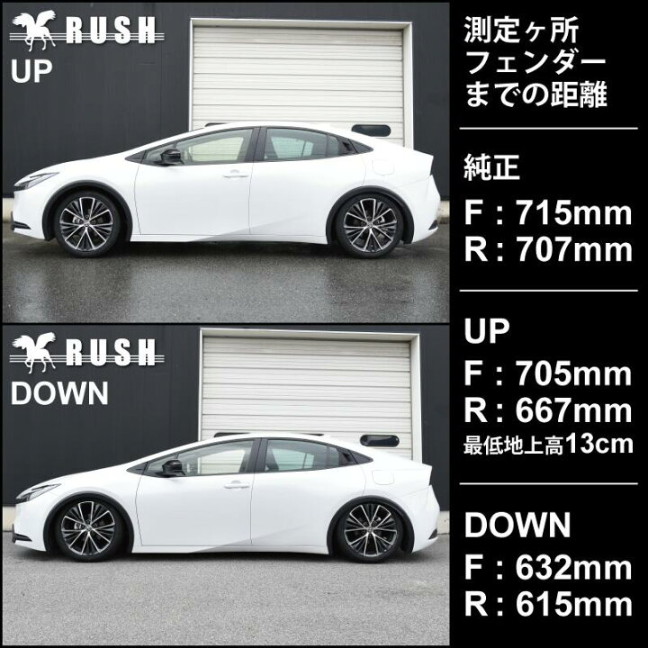 楽天市場】RUSH車高調 プリウス ZVW60 MXWH60 MXWH61 車高短 モデル 